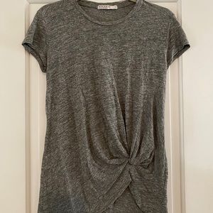 Grey Tee with tie detailing